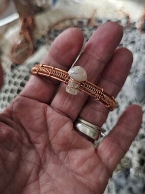 Handcrafted Copper Wire Bracelet with MUSHIE FLOWER AGATE UV'S!